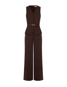 Jumpsuit van cadystof met tweedeligeffect, bijpassende stevige riem en gesp met RR Rinascimento-logo