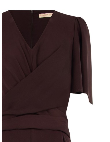 Palazzo-jumpsuit van cadistof met een gekruiste V-hals van Rinascimento