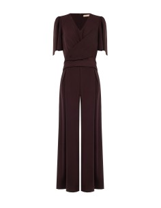 Palazzo-jumpsuit van cadistof met een gekruiste V-hals van Rinascimento