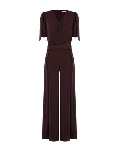 Palazzo-jumpsuit van cadistof met een gekruiste V-hals van Rinascimento