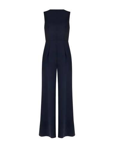 Combinaison-pantalon palazzo entière en tissu cady avec détail doré RR en métal Rinascimento