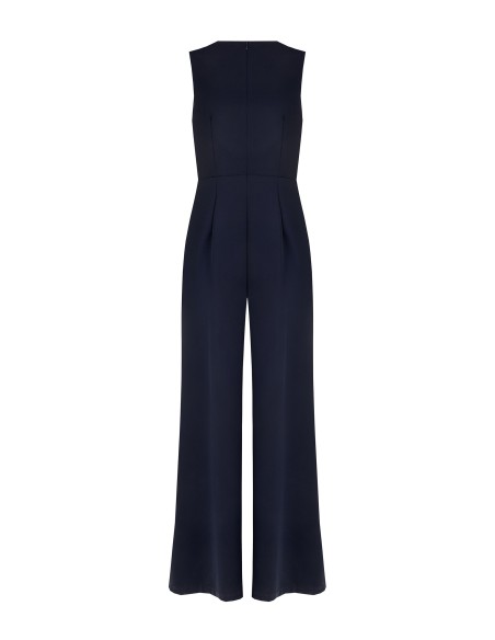 Palazzo-jumpsuit van cadistof met gouden RR-detail van metaal Rinascimento