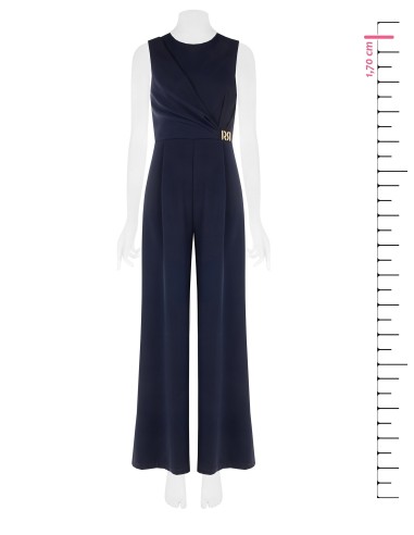 Combinaison-pantalon palazzo entière en tissu cady avec détail doré RR en métal Rinascimento