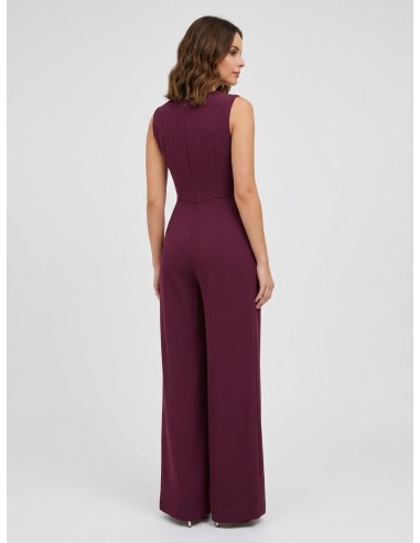 Combinaison-pantalon palazzo entière en tissu cady avec détail doré RR en métal Rinascimento