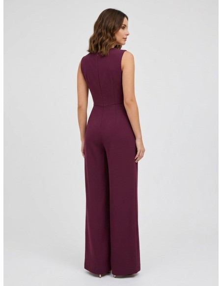 Combinaison-pantalon palazzo entière en tissu cady avec détail doré RR en métal Rinascimento