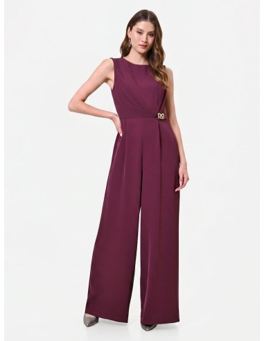 Combinaison-pantalon palazzo entière en tissu cady avec détail doré RR en métal Rinascimento