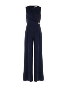 Palazzo-jumpsuit van cadistof met gouden RR-detail van metaal Rinascimento