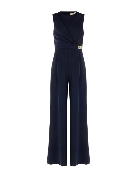 Palazzo-jumpsuit van cadistof met gouden RR-detail van metaal Rinascimento
