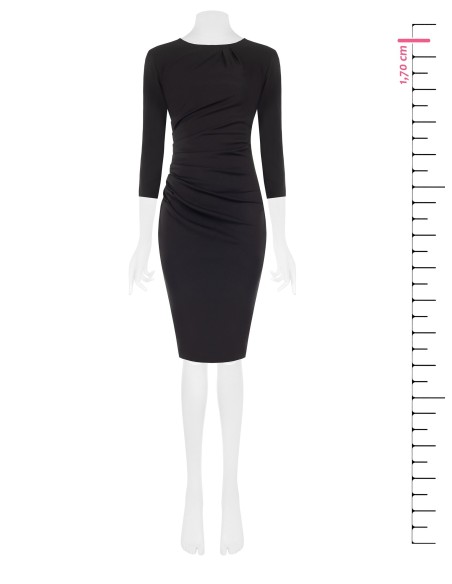 Kokerjurk van Milano-jersey met rimpeldetail aan de zijkant en 3/4-mouwen Rinascimento