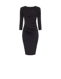 Kokerjurk van Milano-jersey met rimpeldetail aan de zijkant en 3/4-mouwen Rinascimento