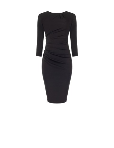 Robe fourreau en punto Milano froncée sur le côté avec manches 3/4 Rinascimento