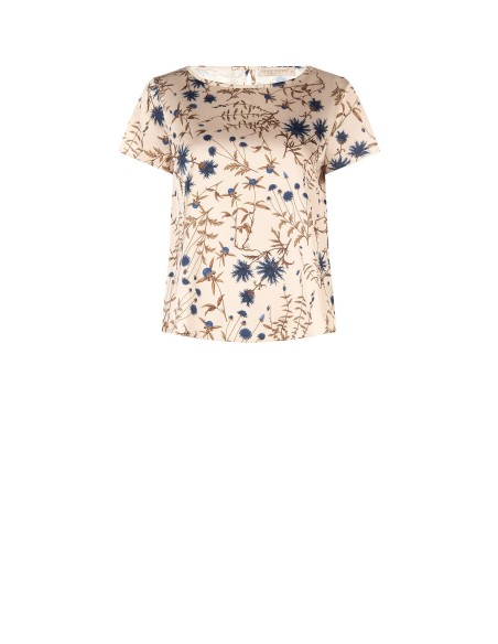 Blouse ample et fluide en satin à fleurs Rinascimento