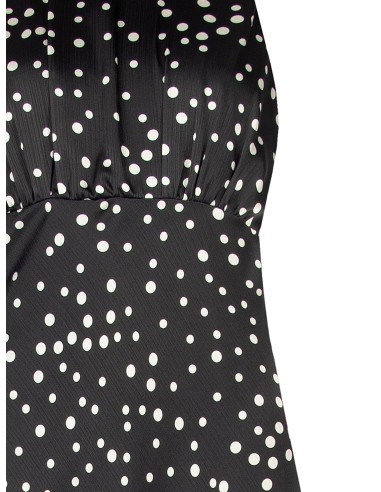 Robe longue en satin à pois légèrement froncé avec nœud et découpe dans le dos Rinascimento