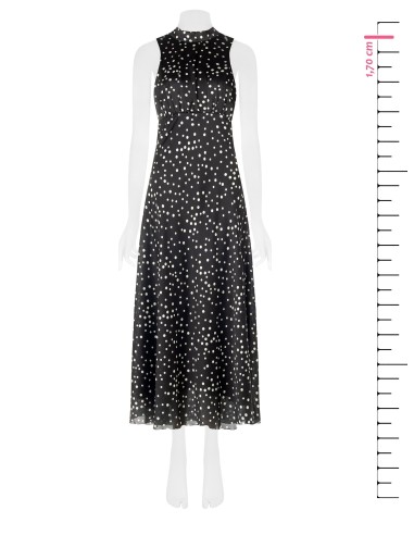 Robe longue en satin à pois légèrement froncé avec nœud et découpe dans le dos Rinascimento