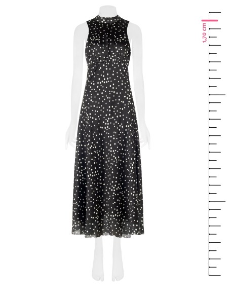 Robe longue en satin à pois légèrement froncé avec nœud et découpe dans le dos Rinascimento