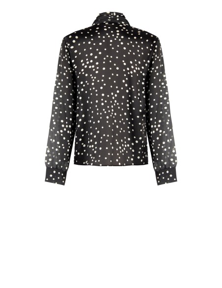 Blouse ample et fluide en satin à pois avec col en V et nœud Rinascimento