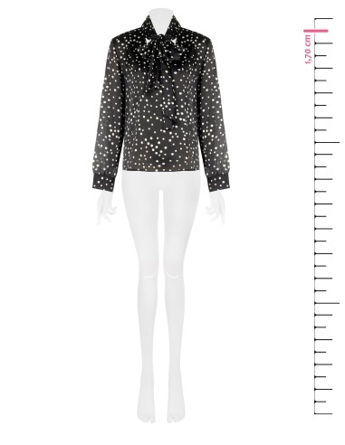 Blouse ample et fluide en satin à pois avec col en V et nœud Rinascimento