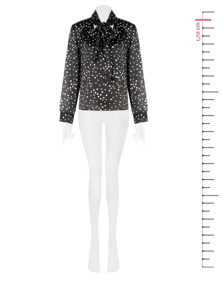 Blouse ample et fluide en satin à pois avec col en V et nœud Rinascimento