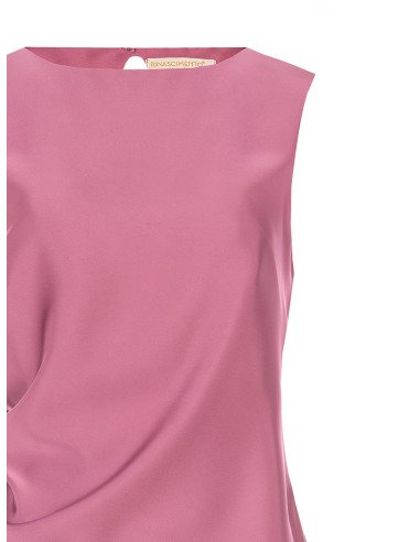 Top fluide en satin, asymétrique et froncé sur un côté, Rinascimento