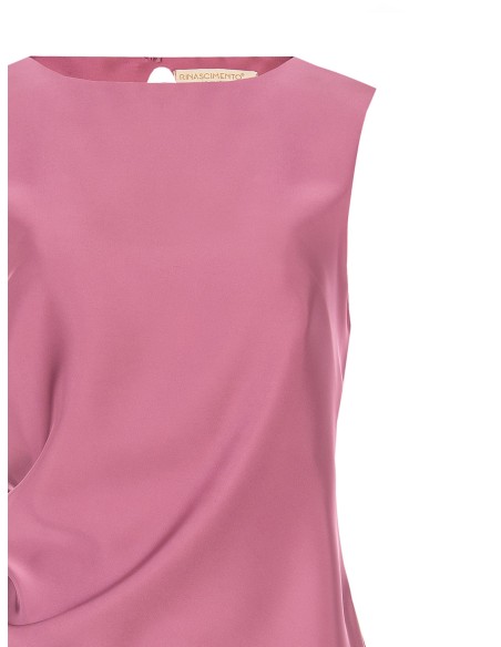 Top fluide en satin, asymétrique et froncé sur un côté, Rinascimento