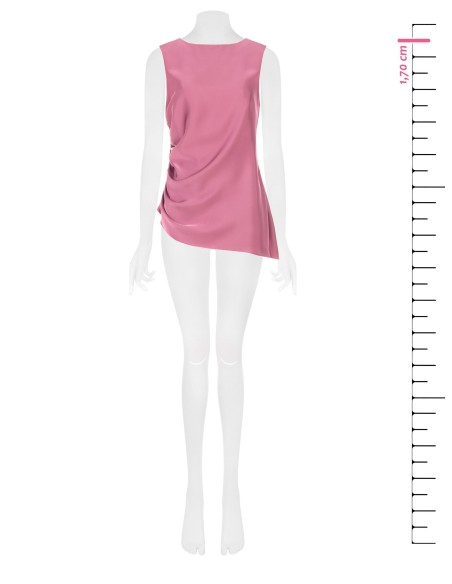 Top fluide en satin, asymétrique et froncé sur un côté, Rinascimento