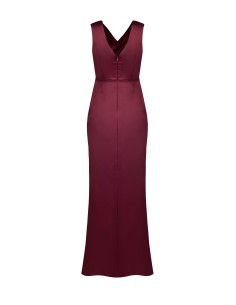 Robe longue en satin structuré croisée avec double décolleté en V Rinascimento 2