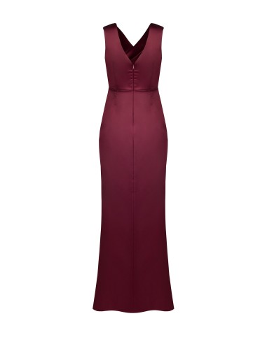 Robe longue en satin structuré croisée avec double décolleté en V Rinascimento