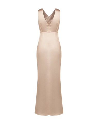 Robe longue en satin structuré croisée avec double décolleté en V Rinascimento