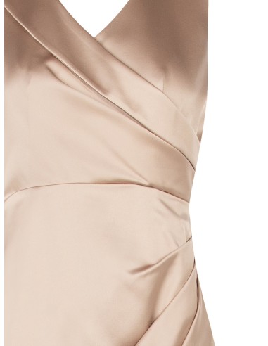 Robe longue en satin structuré croisée avec double décolleté en V Rinascimento
