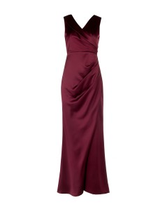 Robe longue en satin structuré croisée avec double décolleté en V Rinascimento