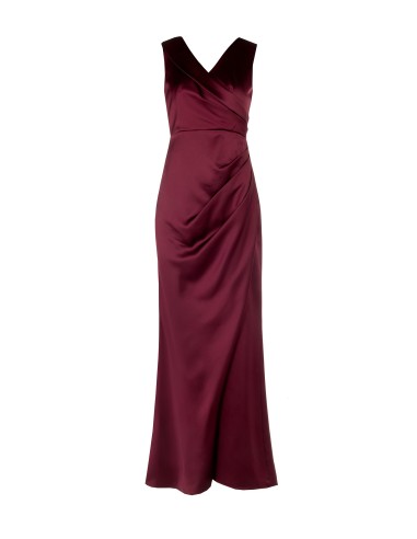 Robe longue en satin structuré croisée avec double décolleté en V Rinascimento