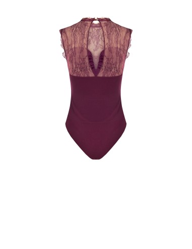 Body moulant en jersey avec empiècement en dentelle Chantilly Rinascimento