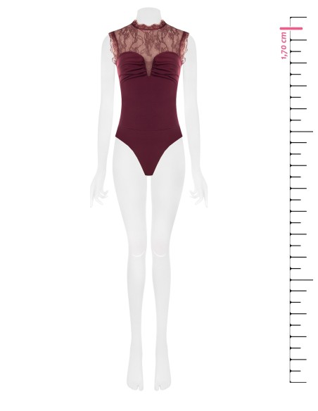 Aansluitend bodysuit van jersey met inzetstuk van Chantilly-kant