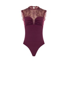 Body moulant en jersey avec empiècement en dentelle Chantilly Rinascimento