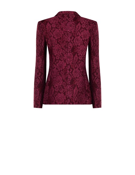 Veste blazer cintrée en tissu technique recouvert de dentelle Rinascimento