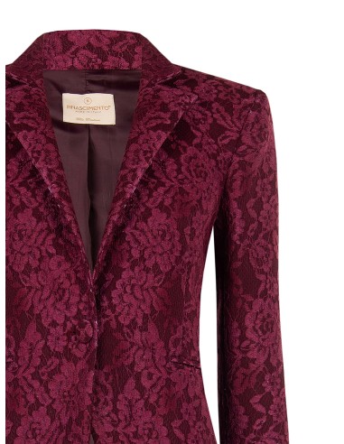 Veste blazer cintrée en tissu technique recouvert de dentelle Rinascimento