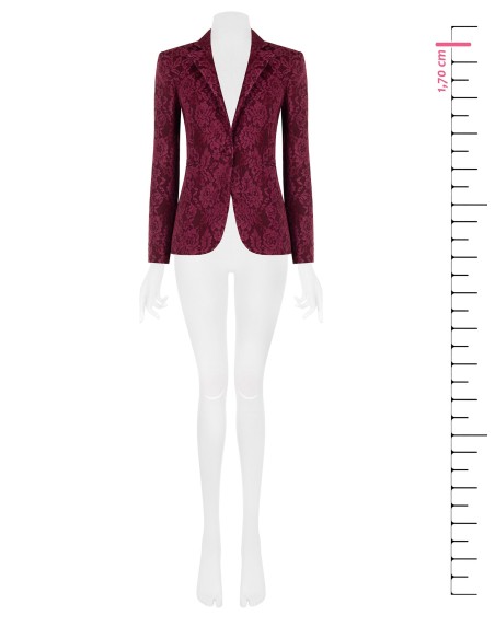 Veste blazer cintrée en tissu technique recouvert de dentelle Rinascimento