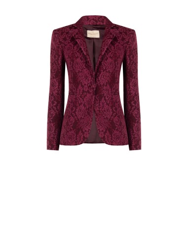 Veste blazer cintrée en tissu technique recouvert de dentelle Rinascimento