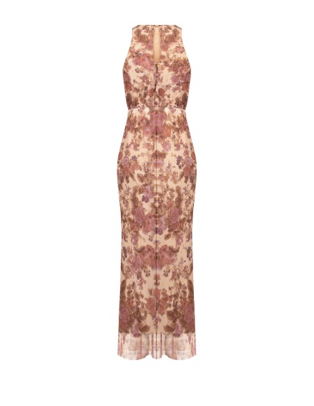 Robe longue en georgette fleurie avec gouttes de lurex Rinascimento
