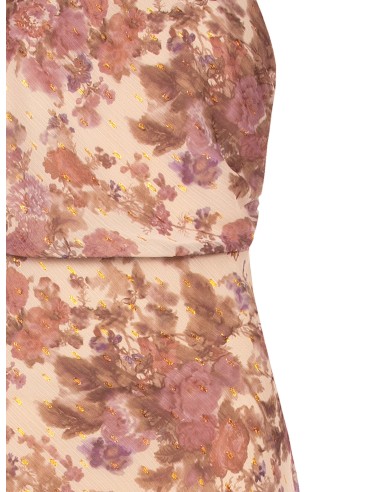 Lange jurk van gebloemde georgette met lurexdruppels Rinascimento