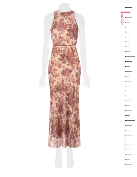 Robe longue en georgette fleurie avec gouttes de lurex Rinascimento