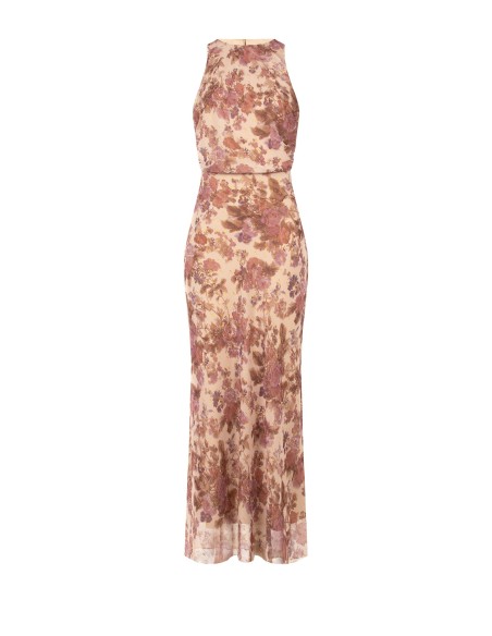 Robe longue en georgette fleurie avec gouttes de lurex Rinascimento