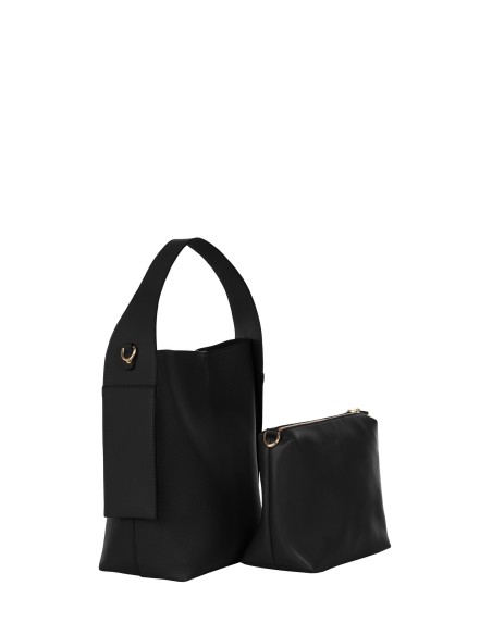 Maxi-handtas van imitatieleer met binnenpochette en afneembare schouderriem Rinascimento