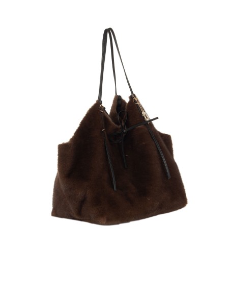 Maxi sac cabas en fausse fourrure tachetée avec pochette intérieure Rinascimento