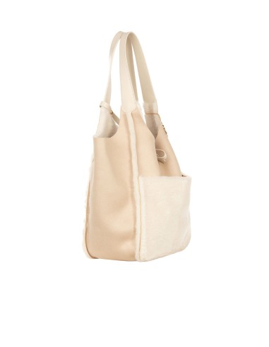 Maxi-shopper van imitatie schapenvacht met binnenpochette Rinascimento