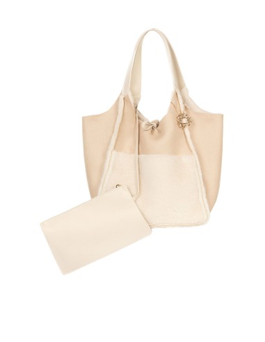 Maxi sac shopper en simil-mouton avec pochette intérieure Rinascimento