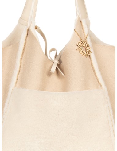 Maxi sac shopper en simil-mouton avec pochette intérieure Rinascimento