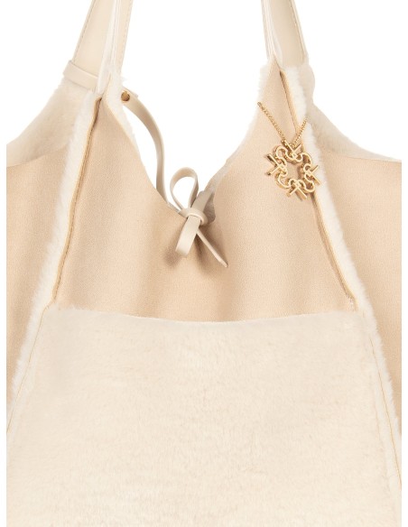 Maxi-shopper van imitatie schapenvacht met binnenpochette Rinascimento