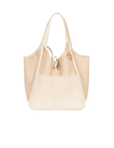 Maxi sac shopper en simil-mouton avec pochette intérieure Rinascimento