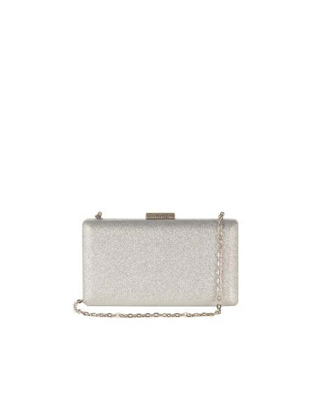 Pochette rigide pailletée avec fermeture pailletée et bandoulière chaîne Rinascimento
